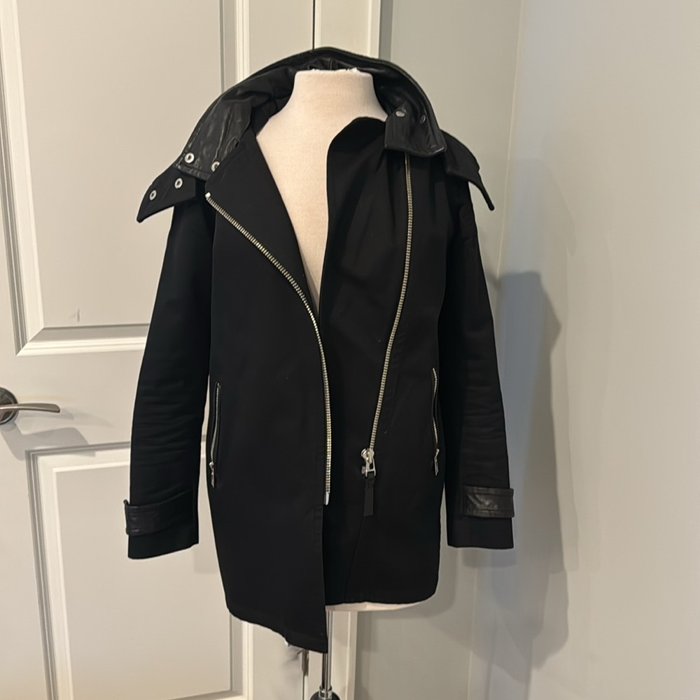 Mackage Rain Coat with Leather Trim